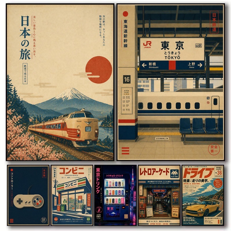 Japanese Lifestyle Store - Poster Mobil Arcade Permainan Stasiun Kereta
