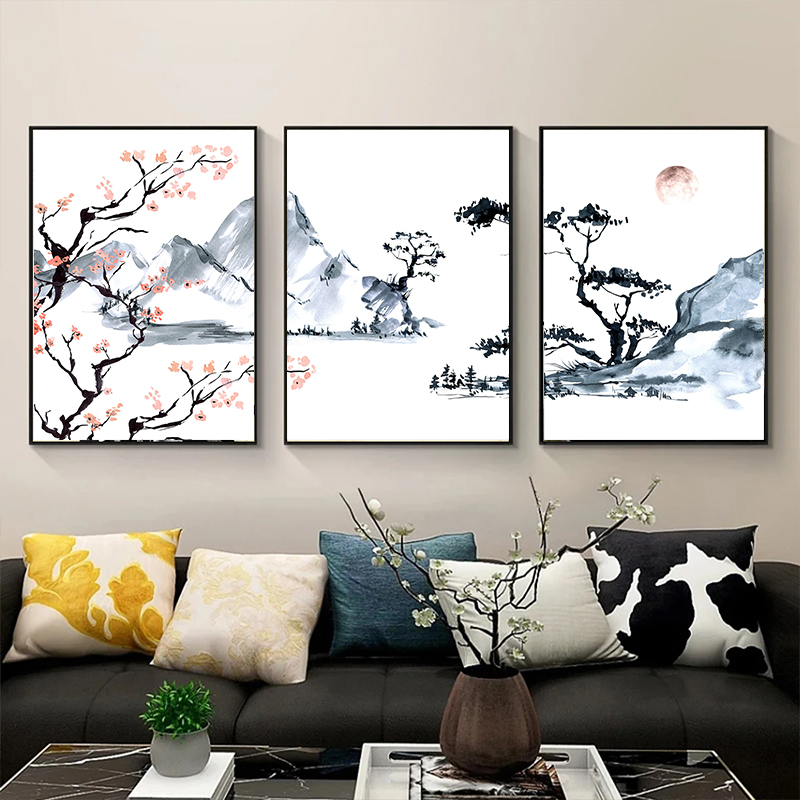 Japanese Lifestyle Home - Poster Lukisan Minyak Kanvas Pohon Bunga