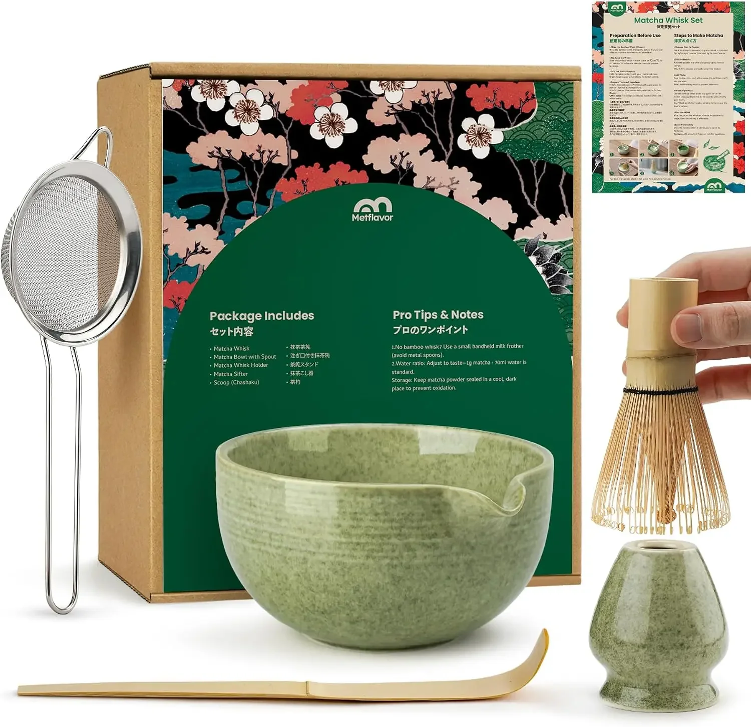 Bamboo Whisk Chasen - Set Pengocok Matcha, Kit Matcha dengan