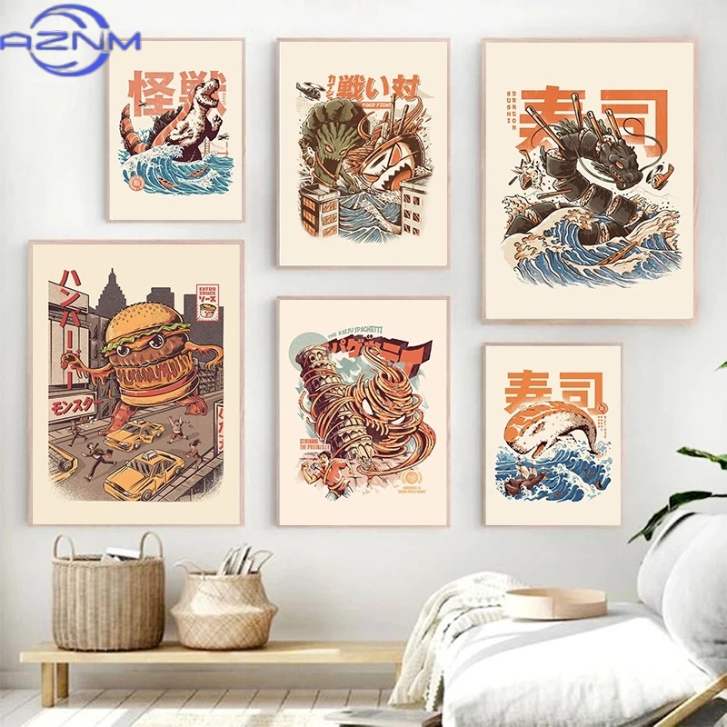 AZNM Poster Kaiju Jepang Makan - Japanese Lifestyle Home ulasan dan harga
