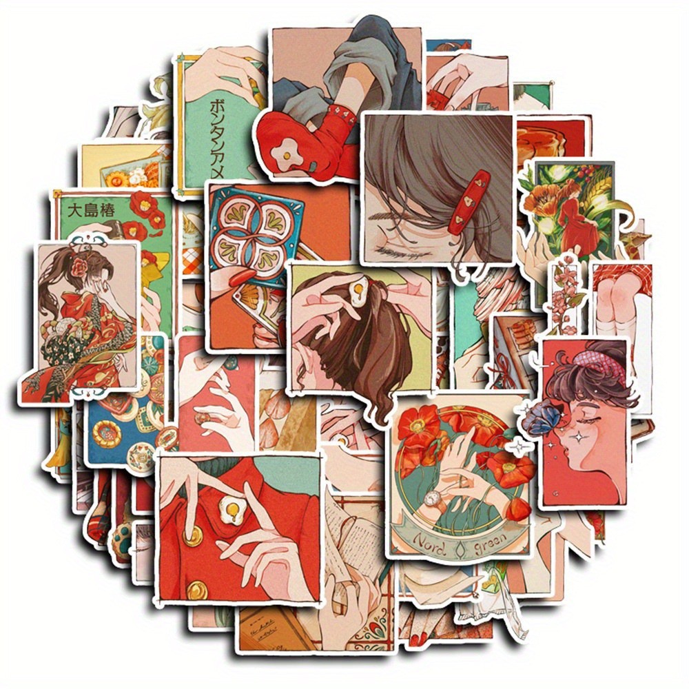 50Pcs Stiker Gaya Tradisional  - Japanese Lifestyle Store ulasan dan harga
